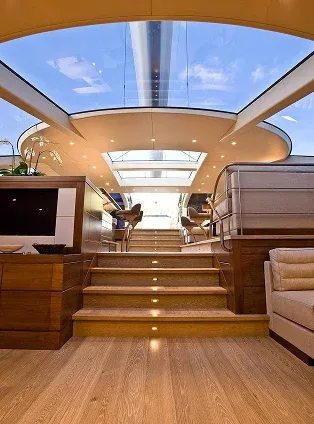 Modern yacht interior with stairs Modern yacht interior with stairs